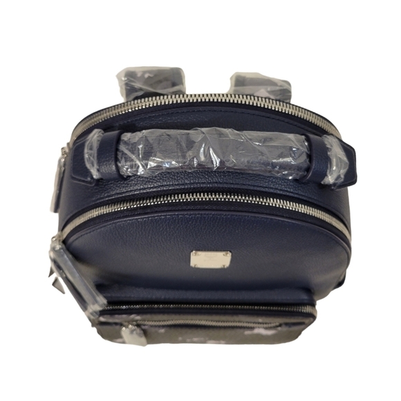 New MCM Blue & Black Camo Print Leather Stark Backpack main image 13